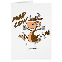 personaje de dibujos animados divertido de la vaca felicitación