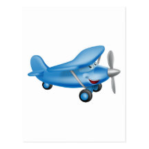 Personaje de dibujos animados lindo del aeroplano tarjeta postal