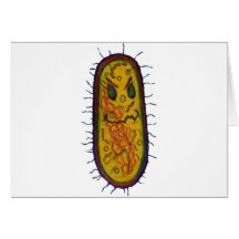 Personaje de dibujos animados malo de las bacteria tarjetón