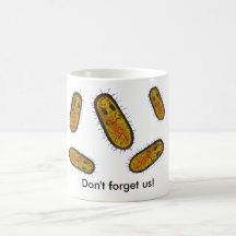 Personaje de dibujos animados malo de las bacteria taza de café