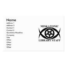 PERSONAL DE BIBLIOTECA DE MISKATONIC TARJETA DE VISITA