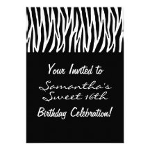 Personalice la cebra blanco y negro invitaciones personalizada