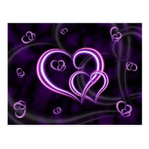 Personalice los corazones púrpuras elegantes tarjeta postal