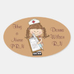 ¡Personalice los regalos triguenos de la enfermera Pegatinas De Oval Personalizadas