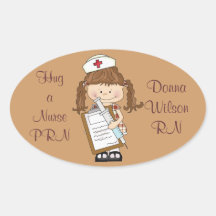 ¡Personalice los regalos triguenos de la enfermera Pegatinas De Oval Personalizadas