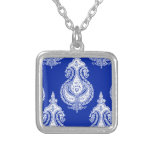 Personalizable blanco azul de Paisley Colgante Personalizado