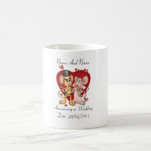 Personalizable de la taza del aniversario o del bo