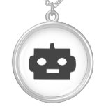 Personalizable negro de la cara del robot del dibu joyeria