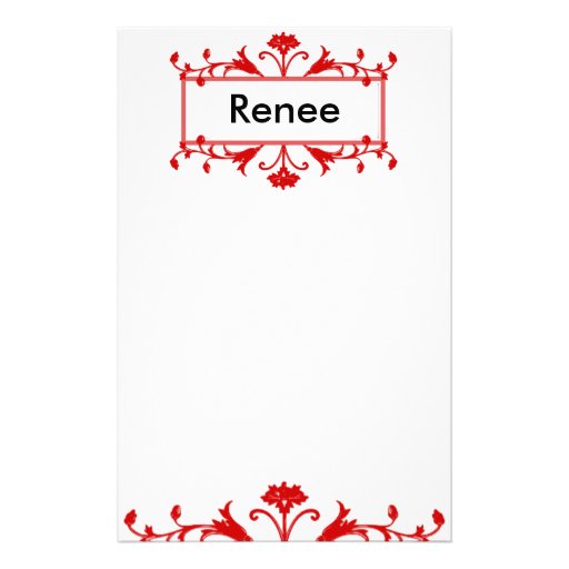 Personalizable rojo del nombre o del monograma papelería personalizada