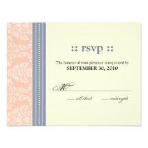 : personalizado: Damasco encantador que casa RSVP: Comunicado Personal