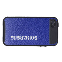 Personalizado de cuero azul de la mirada iPhone 4 coberturas