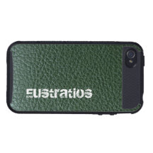 Personalizado de cuero verde oscuro de la mirada iPhone 4 protectores