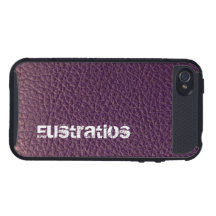 Personalizado de la mirada del cuero del ciruelo iPhone 4 protector