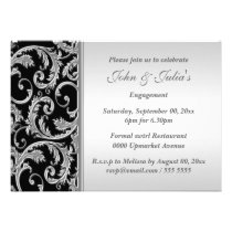 PERSONALIZADO de plata negro del aniversario del c invitaciones