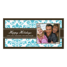 Personalizado elegante de Brown y del damasco de l Tarjeta Fotográfica Personalizada