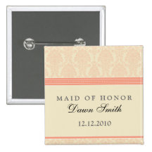 : personalizado: Insignia nupcial del coral/del da Pin
