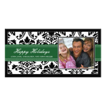 Personalizado negro y verde elegante del damasco b tarjeta fotografica  