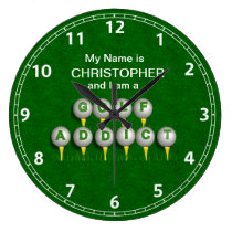 Personalizado soy regalos de un adicto al golf reloj de pared