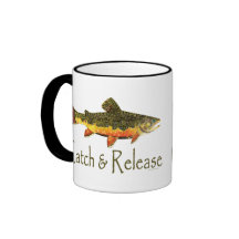 Pesca de la trucha de la captura y del lanzamiento tazas