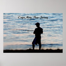 Pesca de resaca en Cape May en el poster de la osc