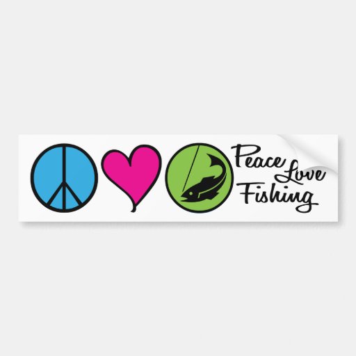 Pesca del amor de la paz pegatina de parachoque
