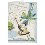 Pesca del pingüino en una charca felicitacion 