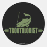 Pesca divertida de la trucha pegatina redonda