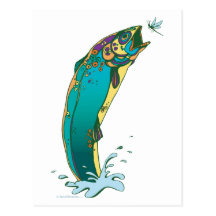 Pesca psicodélica de la trucha postales