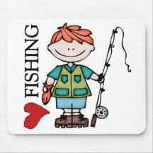 Pesca roja del amor del muchacho I del pelo Alfombrillas De Ratones