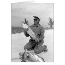 Pescador con Snook y Redfi, isla de Marco, la Flor Tarjeton