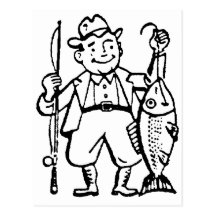 Pescador y el suyo captura postales