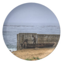Pescadores murales platos de comidas
