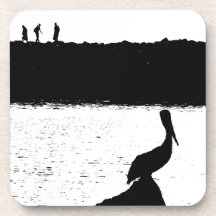 Pescadores y práctico de costa del corcho del pelí posavasos