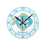 Pescados azules debajo del reloj de pared de mar reloj de pared