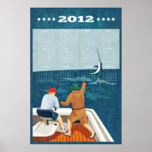 Pescados de la aguja azul del calendario 2012 del 