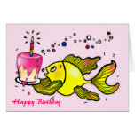 Pescados del chica del feliz cumpleaños - tarjeta 