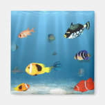 Pescados en el océano imán para frigorífico