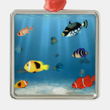 Pescados en el océano ornamentos de navidad