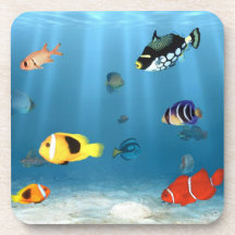 Pescados en el océano posavasos de bebida