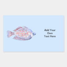 Pescados. Línea roja Rainbowfish. Rectangular Pegatina
