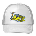Pescados que juegan al béisbol - dibujo animado di gorra
