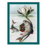 Pescados que juegan el lirio del acordeón y de agu postal