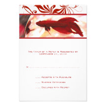 Pescados rojos de Betta que casan la tarjeta de RS Invitación