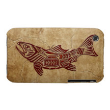 Pescados tribales de piedra iPhone 3 Case-Mate coberturas