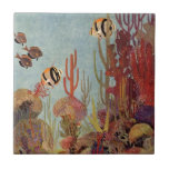 Pescados y coral tropicales del vintage en el océa azulejos