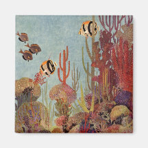 Pescados y coral tropicales del vintage en el océa iman