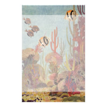 Pescados y coral tropicales del vintage en el océa papelería de diseño