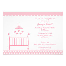 Pesebre del bebé e invitación rosados de la fiesta