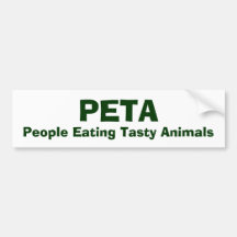 PETA, gente que come animales sabrosos Etiqueta De Parachoque