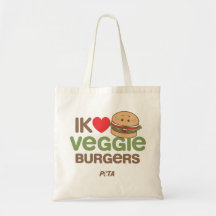PETA Ik [love] veggie burgers Canvas Tas